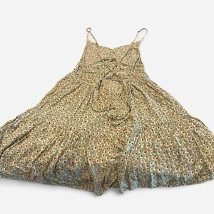 Urban Outfitters Floral Lace Up Back Green Sundress Sz Small Ditzy Floral Print